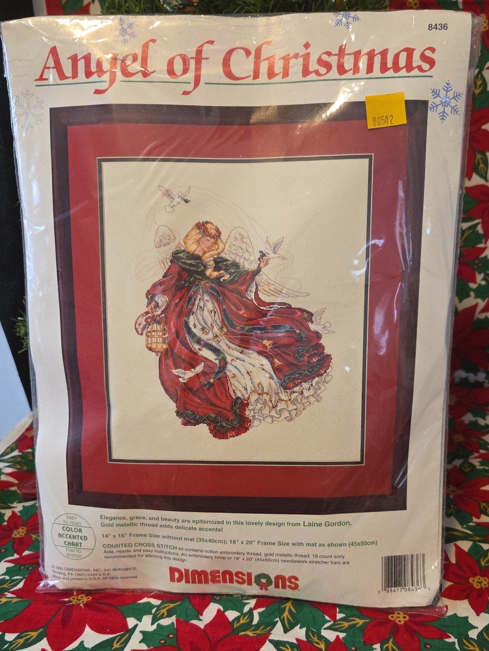Vintage 1993 DIMENSIONS Angel of Christmas Counted Cross Stitch Kit